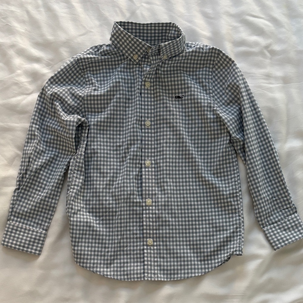 Vineyard Vines Kids Blue and White Checkered Shirt